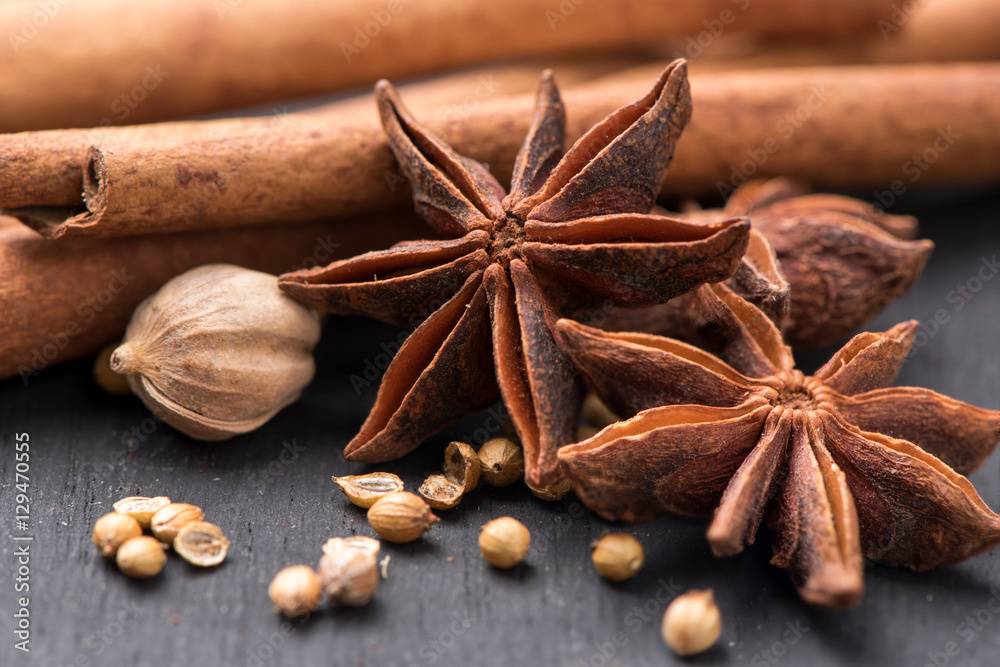 Herbs and Spices over wooden background Herbs and Spices over wooden background