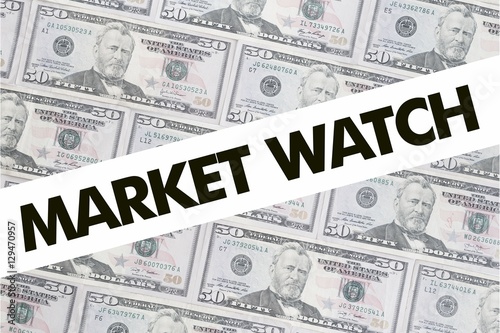 50 US Dollar Bill Background with the Message "MARKET WATCH"