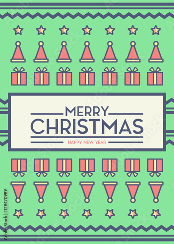 Merry Christmas Card Cover Sock Background Vector Design and Layout Illustration