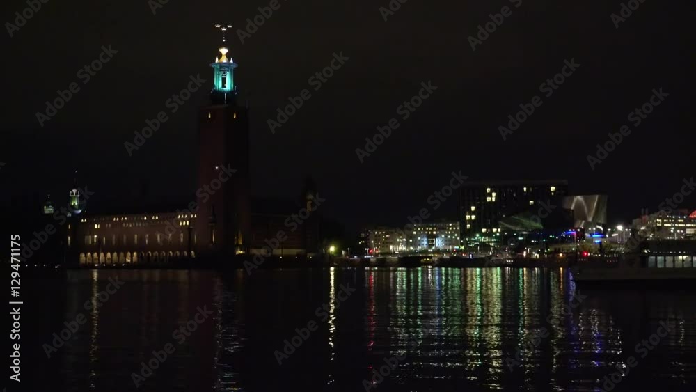 City Hall in Stockholm. Sweden. 4K. Night, lights
City Hall in Stockholm. Sweden. 4K. Night, lights