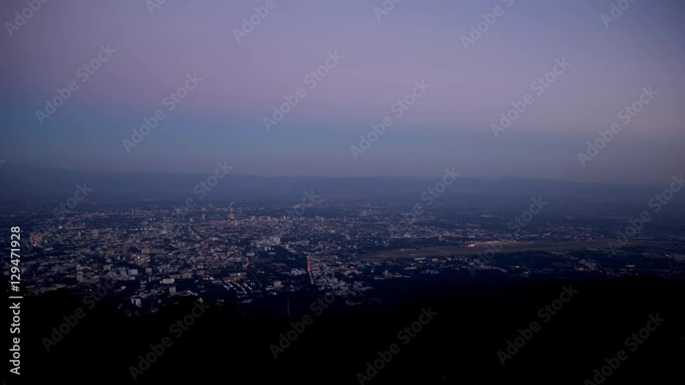 Day to night city ,View from hill top, Time lapse, Chiang Mai, Thailand Day to night city ,View from hill top, Time lapse, Chiang Mai, Thailand