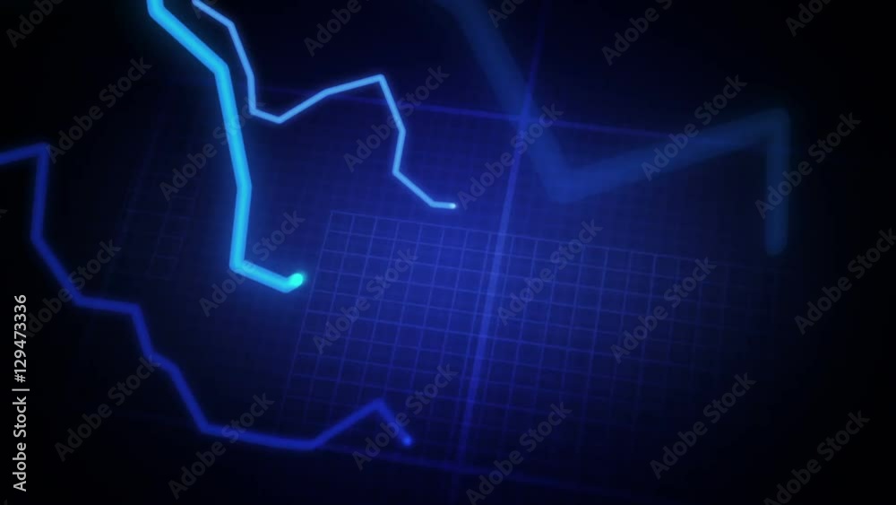 Financial diagrams showing a decreasing tendency.  Blue-White. Without data.
