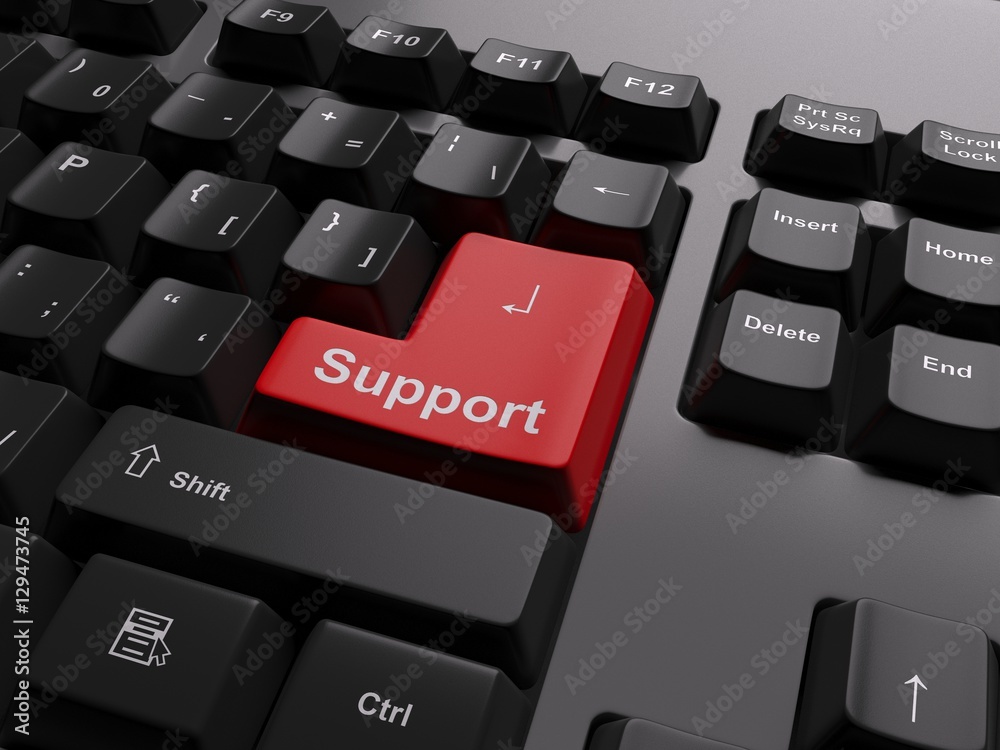 3d rendered keyboard button with support text 3d rendered keyboard button with support text