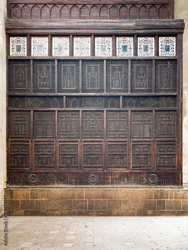 Mashrabiya facade at El Sehemy house, an old Ottoman era house in medieval Cairo, Egypt, originally built in 1648 photo