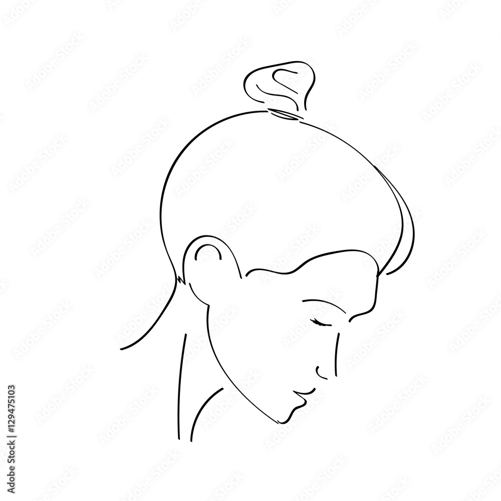 beautiful simple woman profile made of blacl lines beautiful simple woman profile made of blacl lines