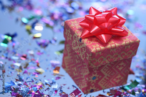 Asian design gift box with ribbon bow