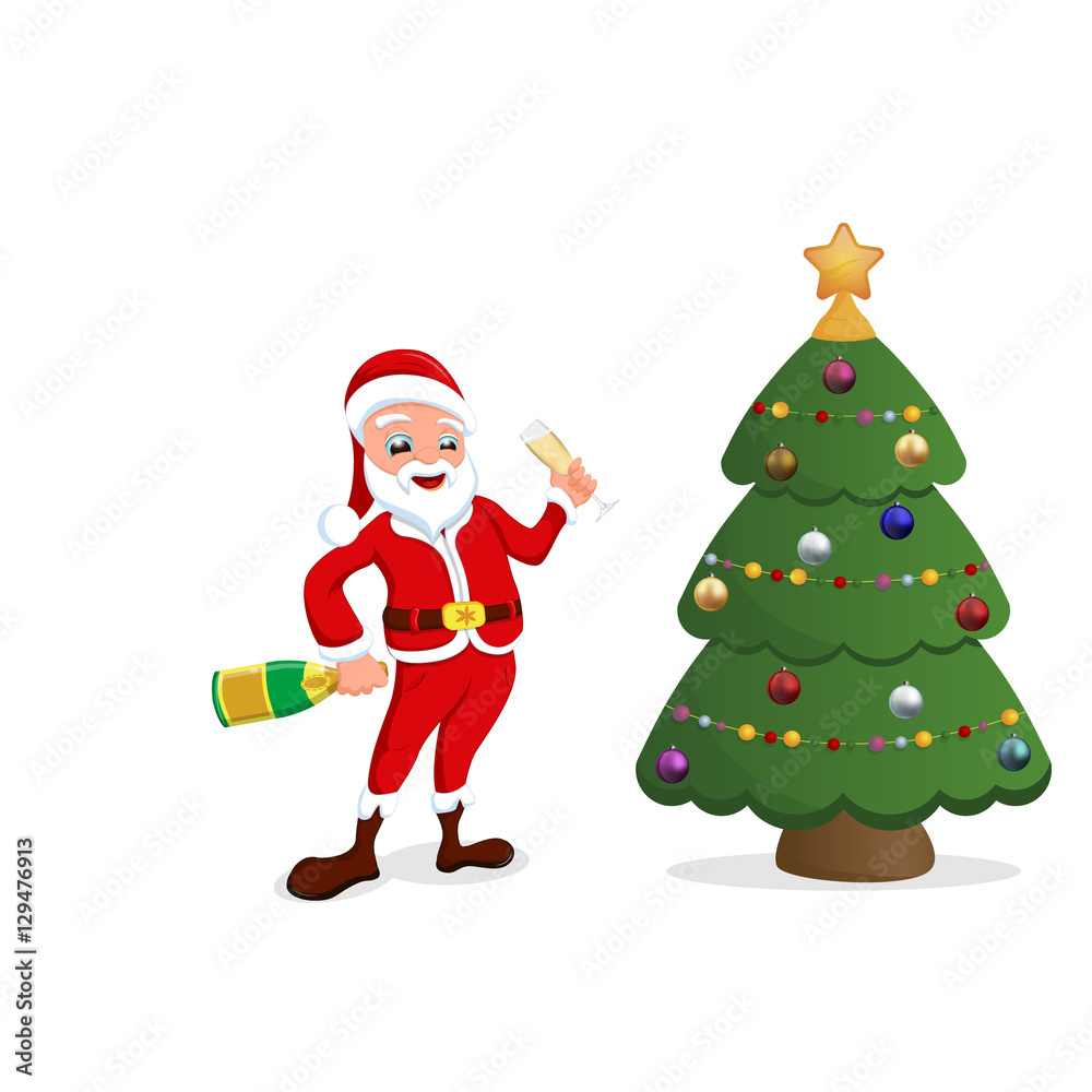Santa Claus with Christmas toys and candy Santa Claus with Christmas toys and candy
