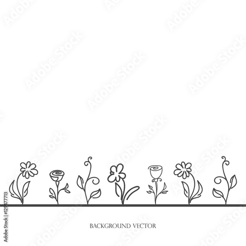 Collection of flowers isolated on white background, painted dood © lavrentyeva