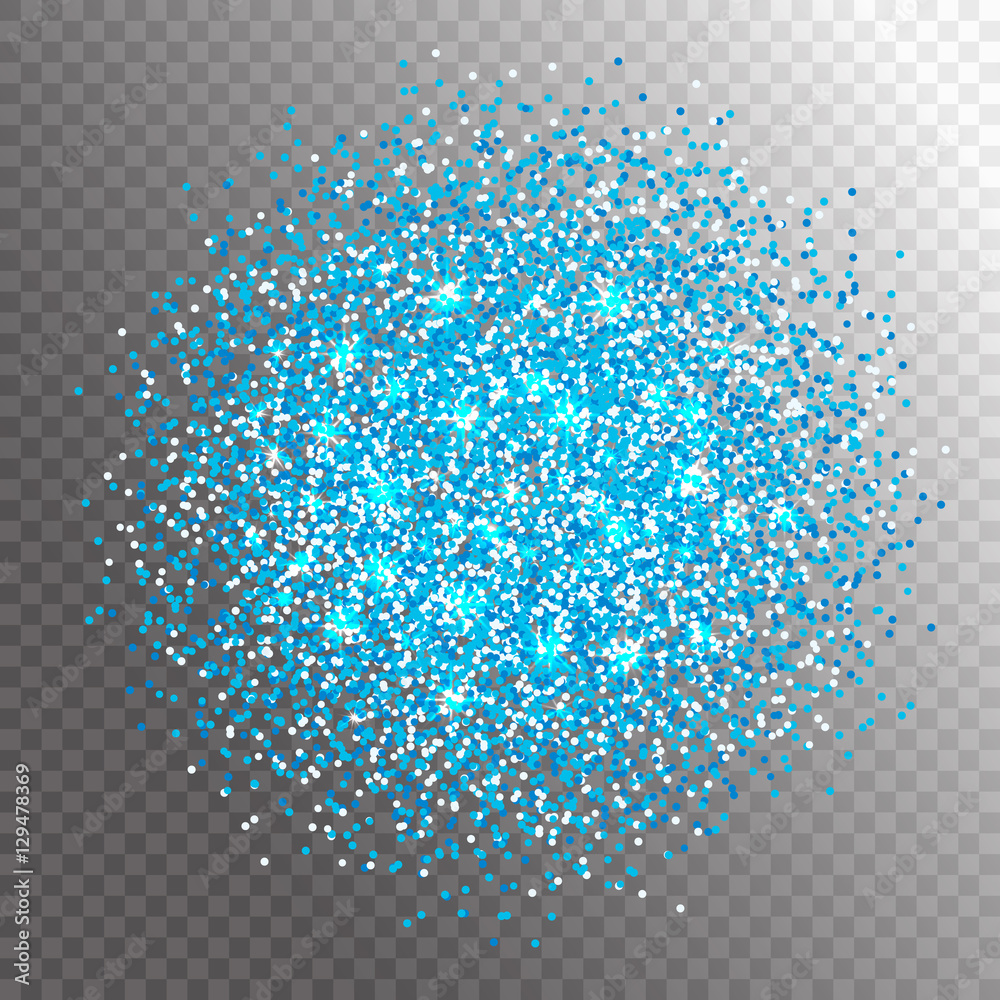 Blue glitter splash on transparent background. Vector illustration ...