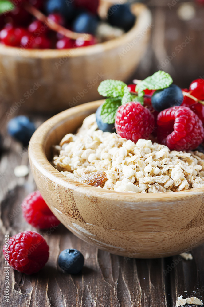 Homemade muesli with berry and mint Homemade muesli with berry and mint