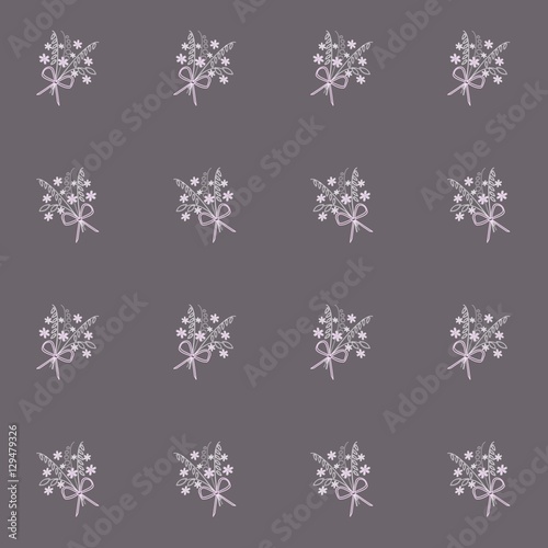 Floral background, pink and white bouquets on purple, stock vector illustration