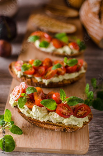 Fresh cheese panini bread with herbs