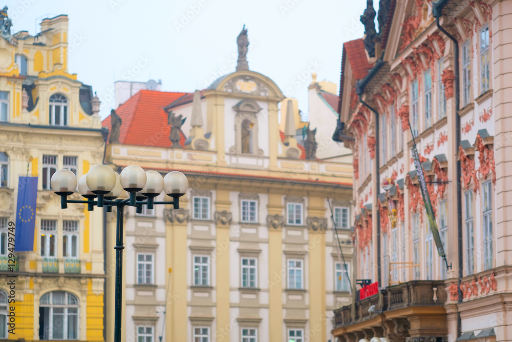 Obraz premium Prague, Czechia - November, 21, 2016: front of a building on Old Town Square in Prague, Czechia