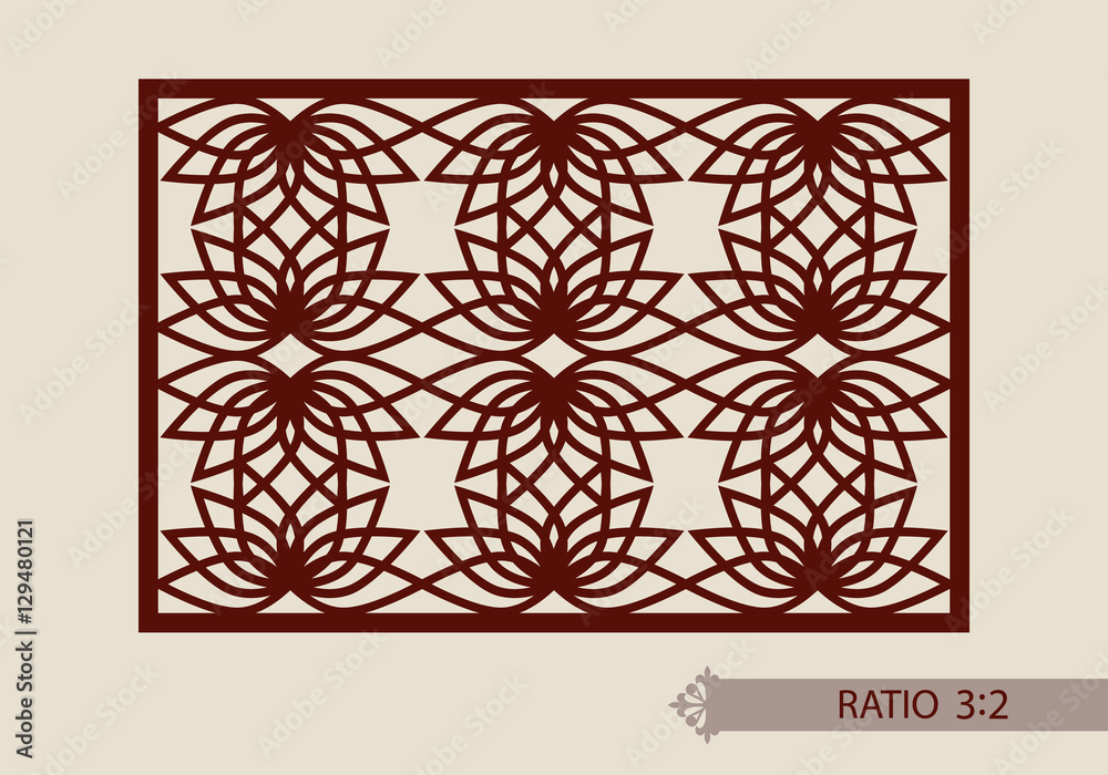 Geometric ornament. The template pattern for decorative panel. A picture suitable for printing, engraving, laser cutting paper, wood, metal, stencil manufacturing. Vector