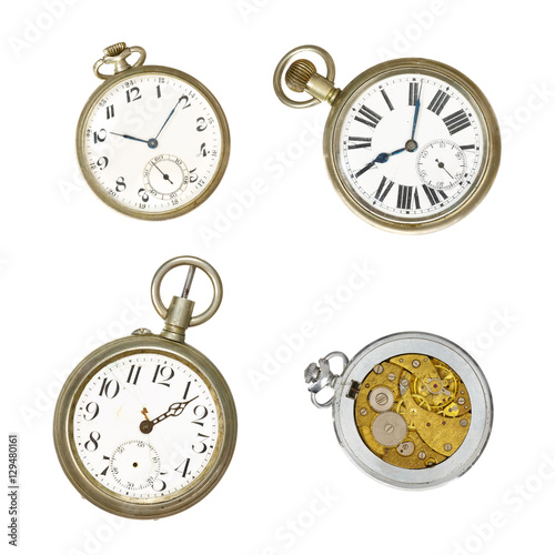 Four old pocket watches
