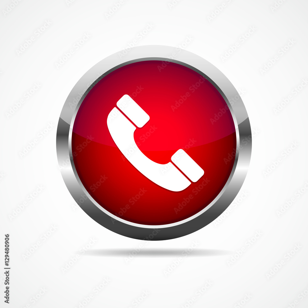 Red glossy telephone button. Vector illustration Red glossy telephone button. Vector illustration