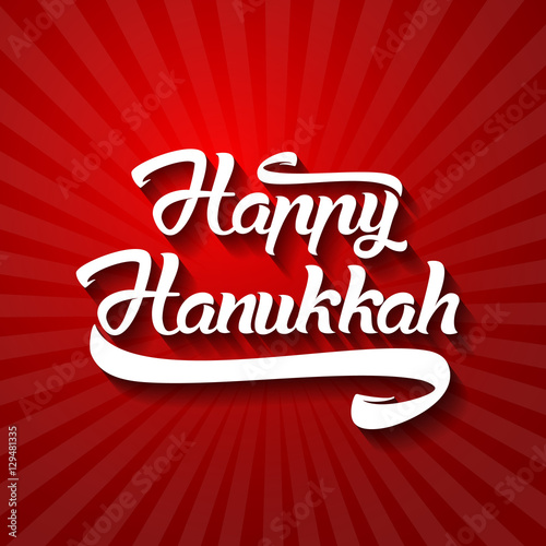 Hanukkah greeting card design. Banner template with "Happy Hanukkah" lettering text vector illustration