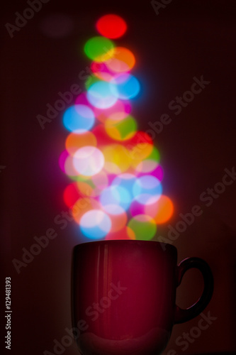 Romantic Cup with Bokeh Steam