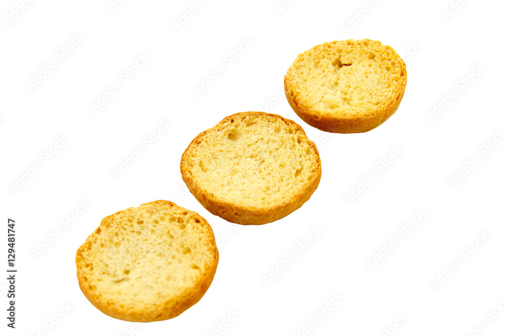 Dry bread isolated on white background .