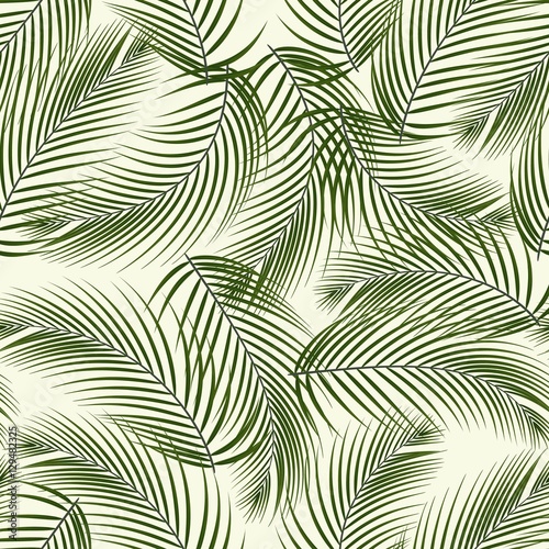 Leaves of palm tree. Seamless pattern. Vector.