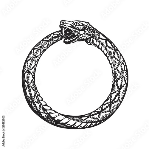 Ouroboros. Snake eating its own tail. Eternity or infinity symbol