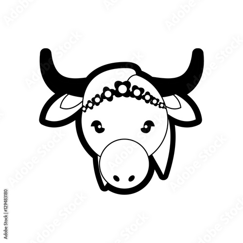 portrait sacred animal cow india life symbol vector illustration eps 10