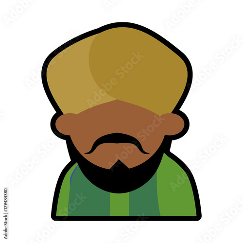 avatar face indian man bearded mustache turban green dhoti vector illustration eps 10
