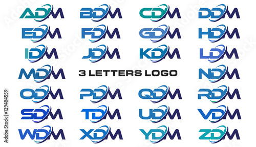 3 letters modern generic swoosh logo ADM, BDM, CDM, DDM, EDM, FDM, GDM, HDM, IDM, JDM, KDM, LDM, MDM, NDM, ODM, PDM, QDM, RDM, SDM, TDM, UDM, VDM, WDM, XDM, YDM, ZDM photo