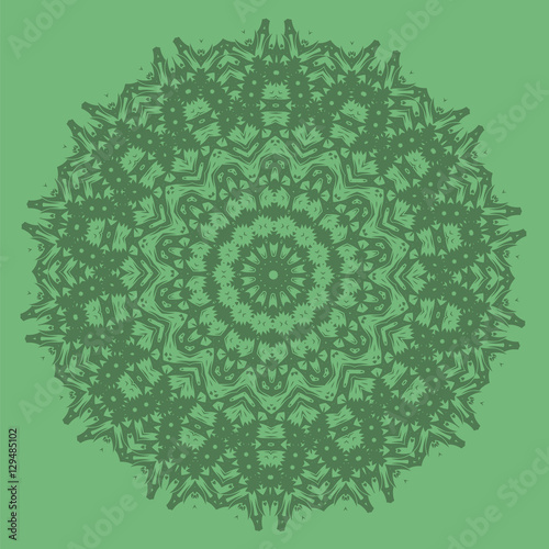 Fototapeta Naklejka Na Ścianę i Meble -  Green Ornamental Seamless Line Pattern. Endless Texture. Oriental Geometric Ornament