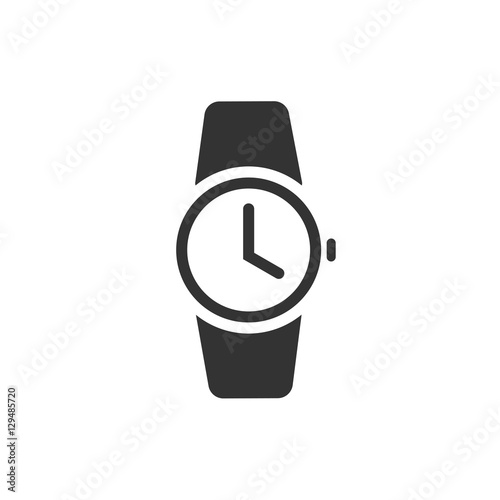 Watch icon vector illustration isolated on white background, black wristwatch pictogram symbol, wrist clock monochrome simple graphic sign clipart photo