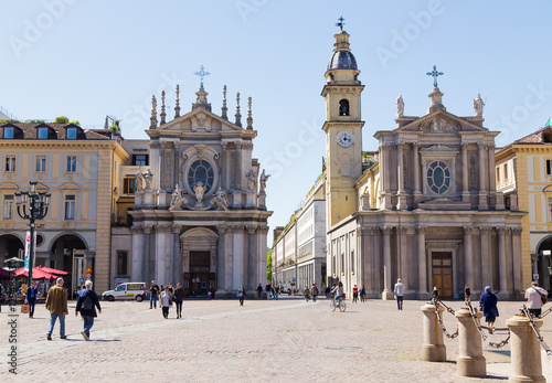 TURIN, ITALY - APRIL 19, 2016: two churches in San Carlo square.