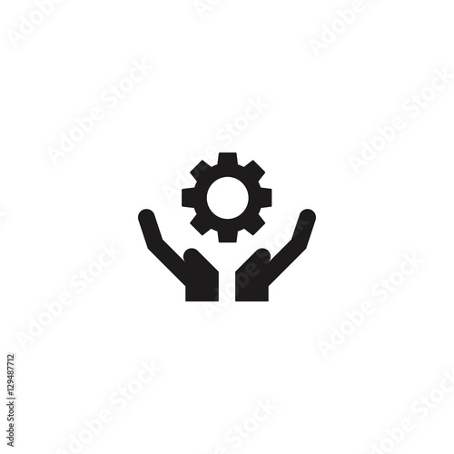 gear on hand icon vector