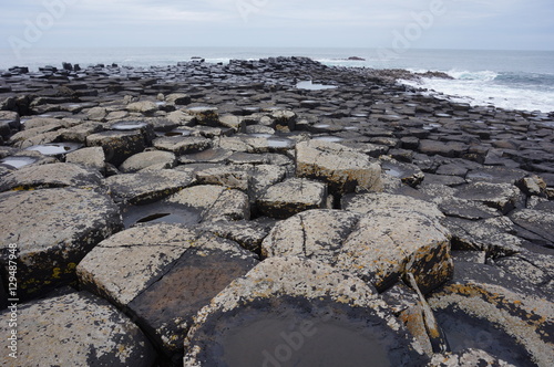 Giants Causeway hexagonal interlocking basalt column rocks in Northern Ireland