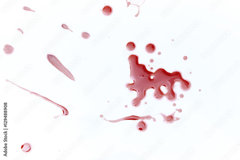 Blood stains on white background Blood stains on white background