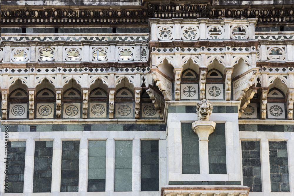 architectural decor and dome of the Cathedral Santa Maria del Fiore in Florence, Italy. 