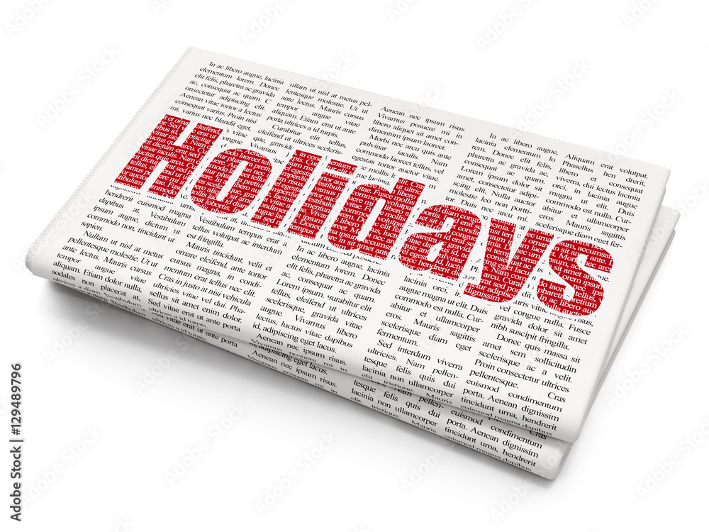 Holiday concept Holidays on Newspaper background StockIllustration