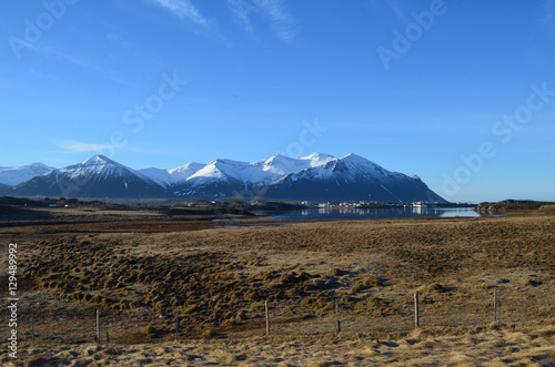 Gorgeous Panoramic View of a Fishing Village in Iceland photo