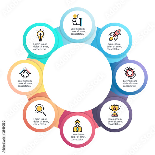 Circular infographics. Business diagram with 8 steps.