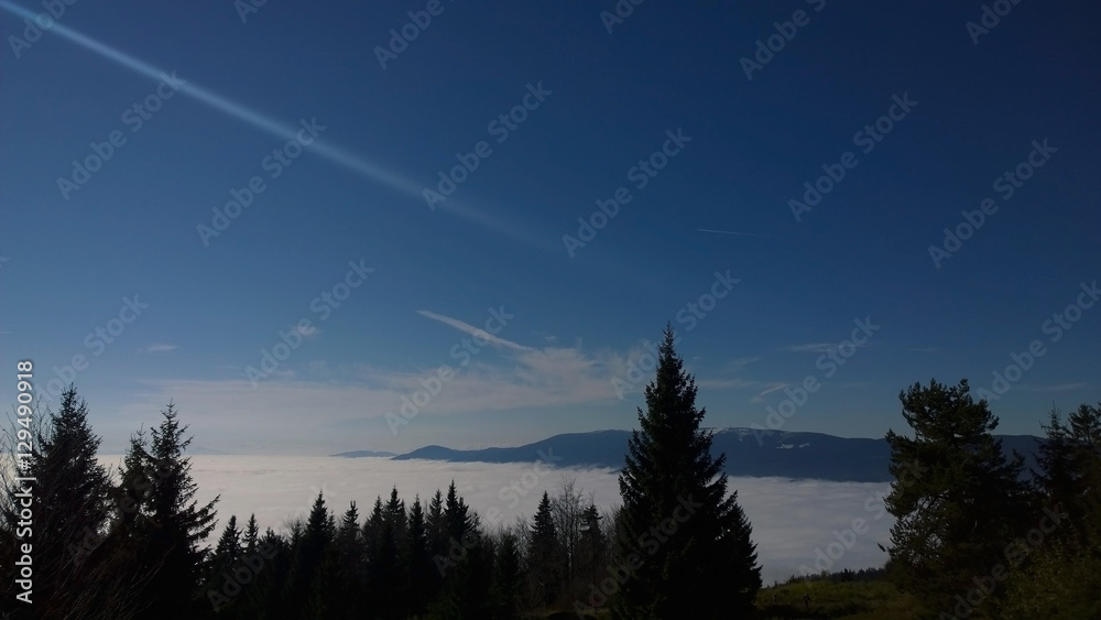 Clouds inversion from mountains. Slovakia