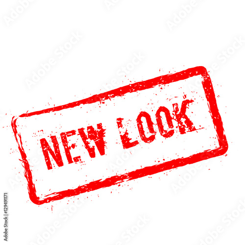 New look red rubber stamp isolated on white background. Grunge rectangular seal with text, ink texture and splatter and blots, vector illustration.
