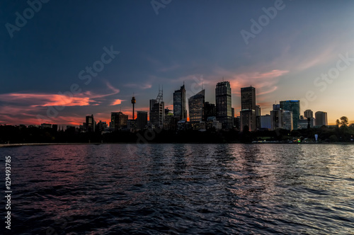 Skyline di Sidney al tramonto