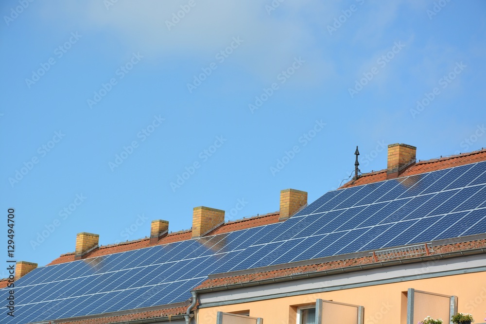 Solar energy panels on roof of house Solar energy panels on roof of house