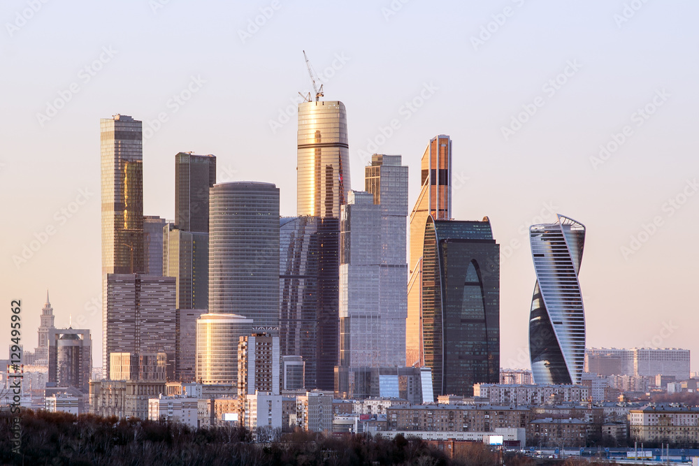 Moscow International Business Center in the evening.