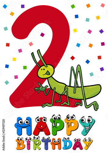 second birthday cartoon card