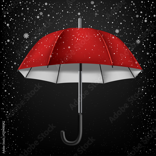 open umbrella and snow