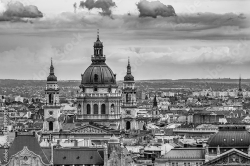 Black and white view of Budapest