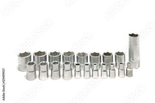 Torx Socket set for spanner on white background photo