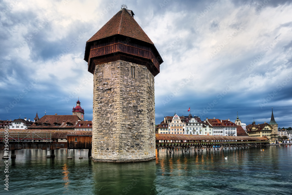 Water Tower in the old town of Lucerne, Switzerland