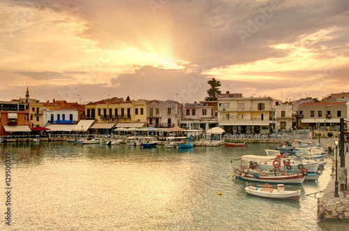 old venetian city port at sunset