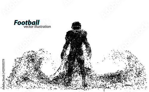 silhouette of a football player from particle. Rugby. American footballer